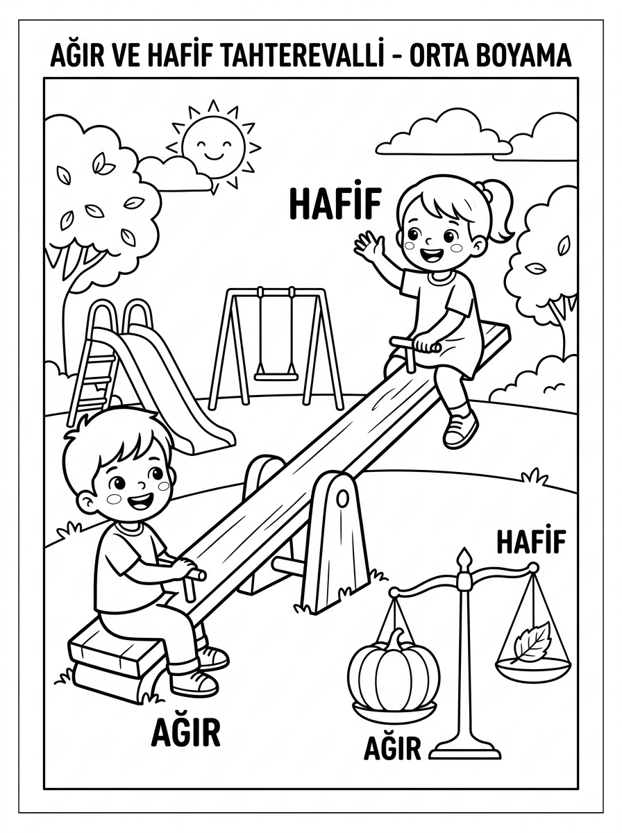 Ağır / Hafif Kavramı + Hikâye Kartı Hazırlama - 2 Boyama Orta (36-48 Ay)