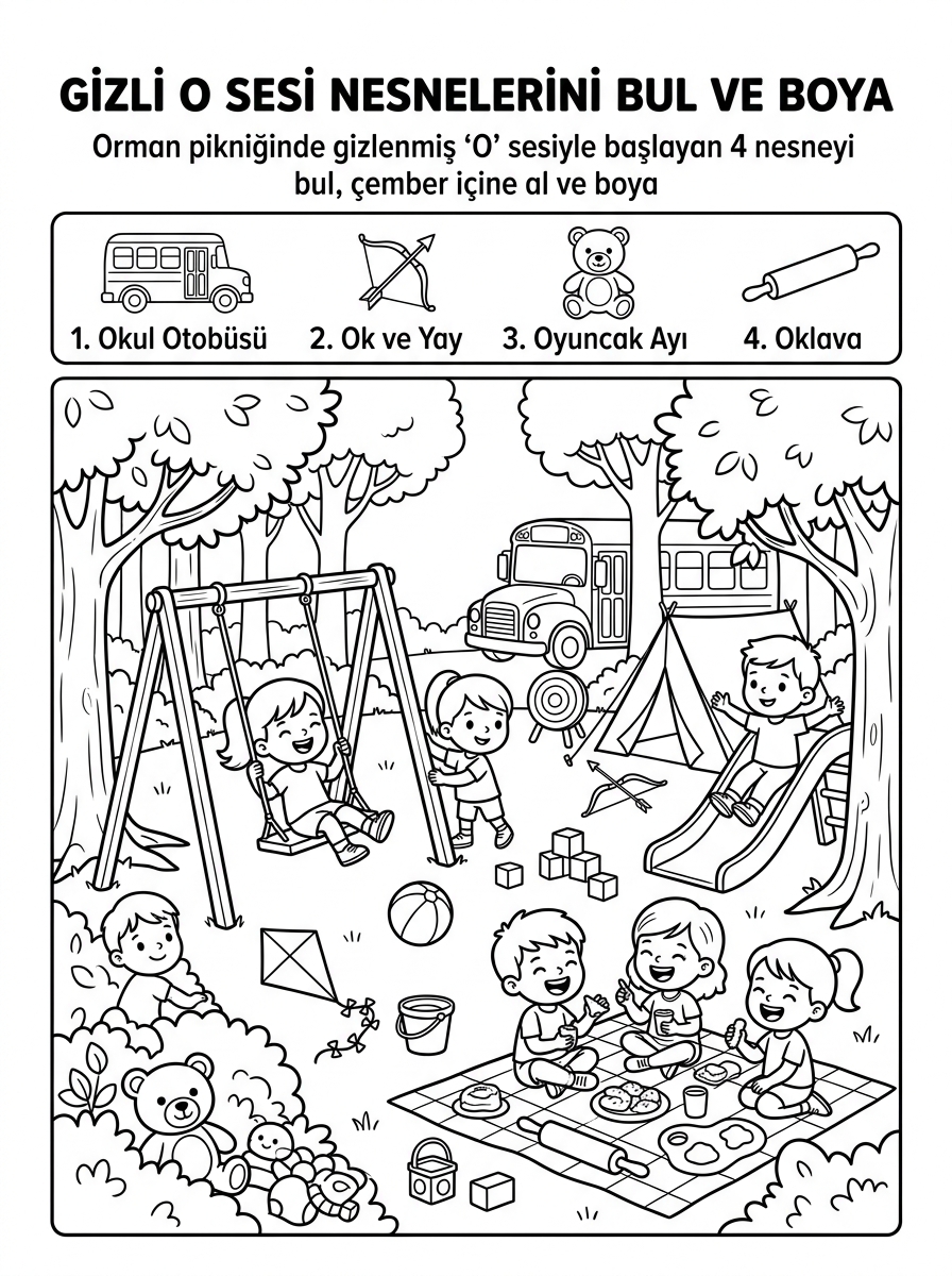 O Sesini Öğreniyorum - 5 Calisma Gizli Nesneler (48-60 Ay)