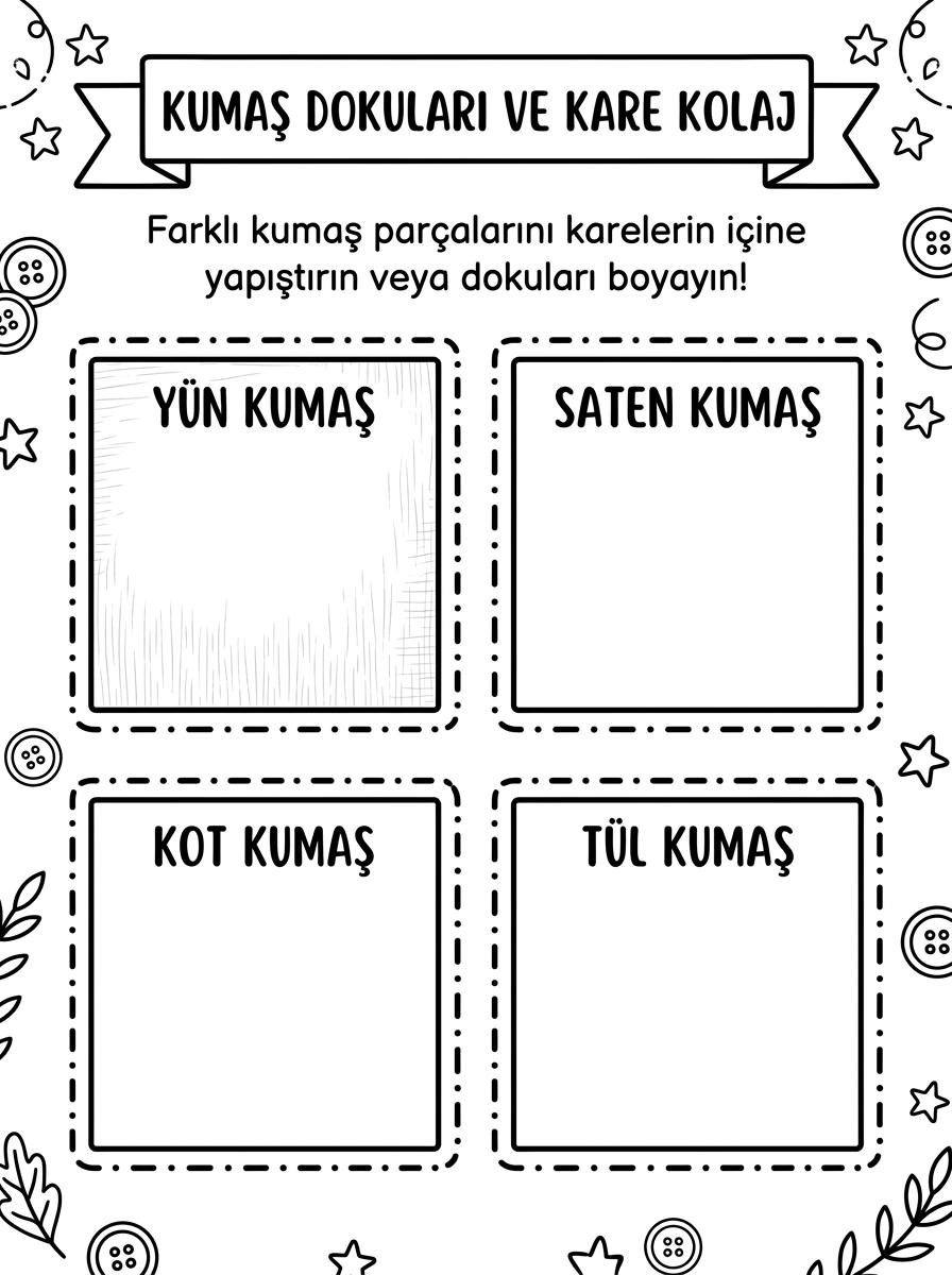 Salyangoz ve Sümüklü Böcek [Kumas Dokulari Ve Kis Uykusu D] – 4 Calisma Kumas Dokulari Ve Kare Kolaj Sablonu (36-48 Ay)