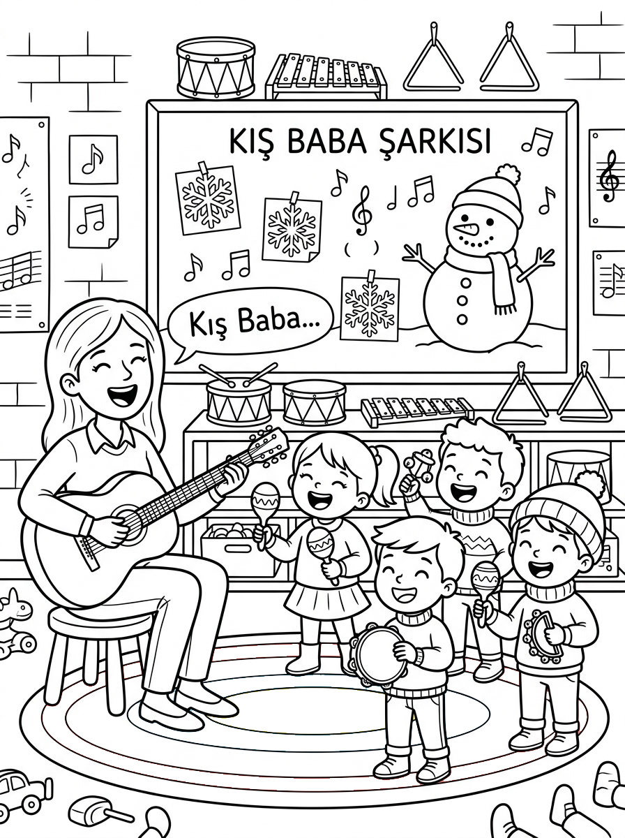 Kış Mevsimi Geldi - 3 Boyama Cevre Sinif (36-48 Ay)