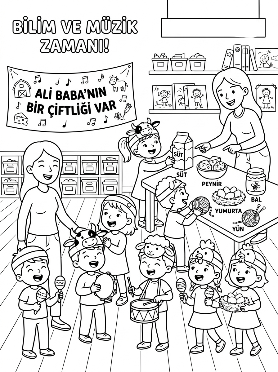 Çiftlik Hayvanlarını ve Yavrularını Öğreniyorum - 3 Boyama Cevre Sinif (36-48 Ay)