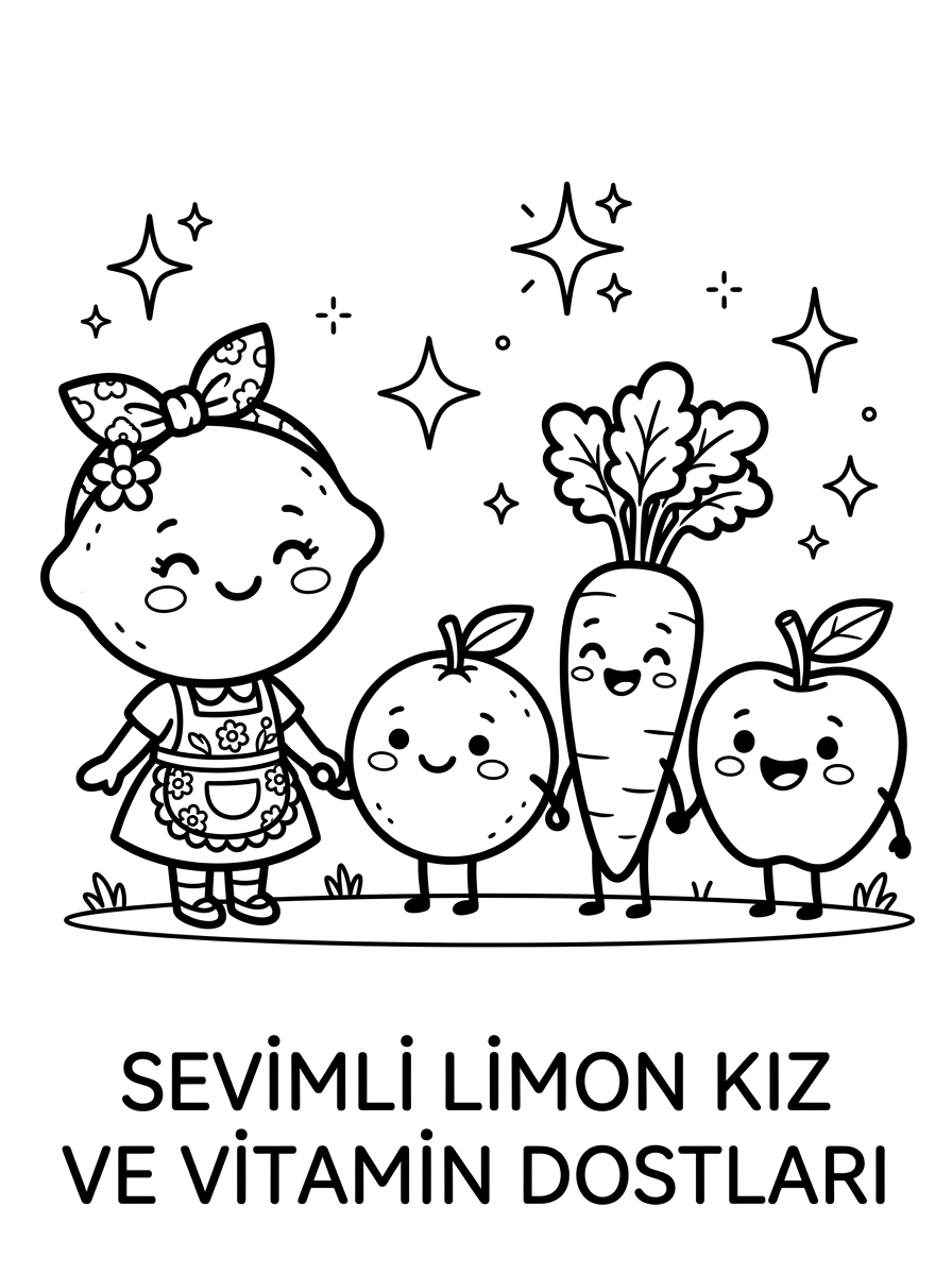 Kış Sağlığı ve C Vitamini (Vitamin Şenliği) - 2 Boyama Karakter Nesne (36-48 Ay)