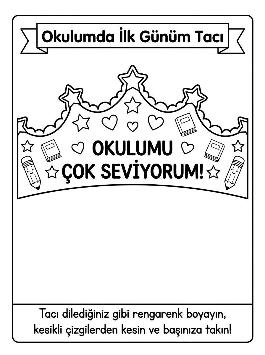 18-24 Mart Yaşlılara Saygı Haftası – Baş Tacı Büyüklerimiz - 5 Calisma Okulumda Ilk Gunum Taci Kes Yapistir (36-48 Ay)