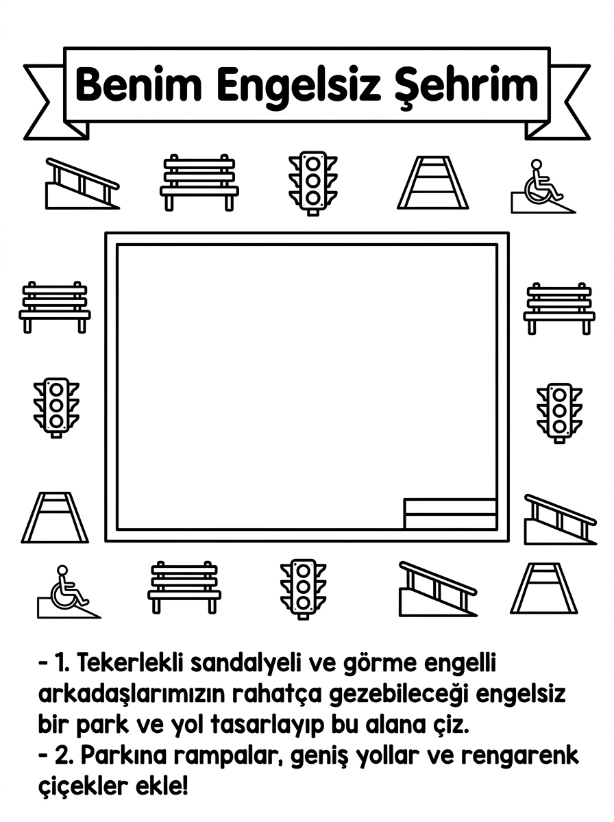 Dünya Otizm Farkındalık Günü – Farklı İletişim Yolları [Dunya Engelliler Gunu Engelsiz] - 6 Calisma Benim Engelsiz Sehrim Park Tasarim Sablonu (36-48 Ay)