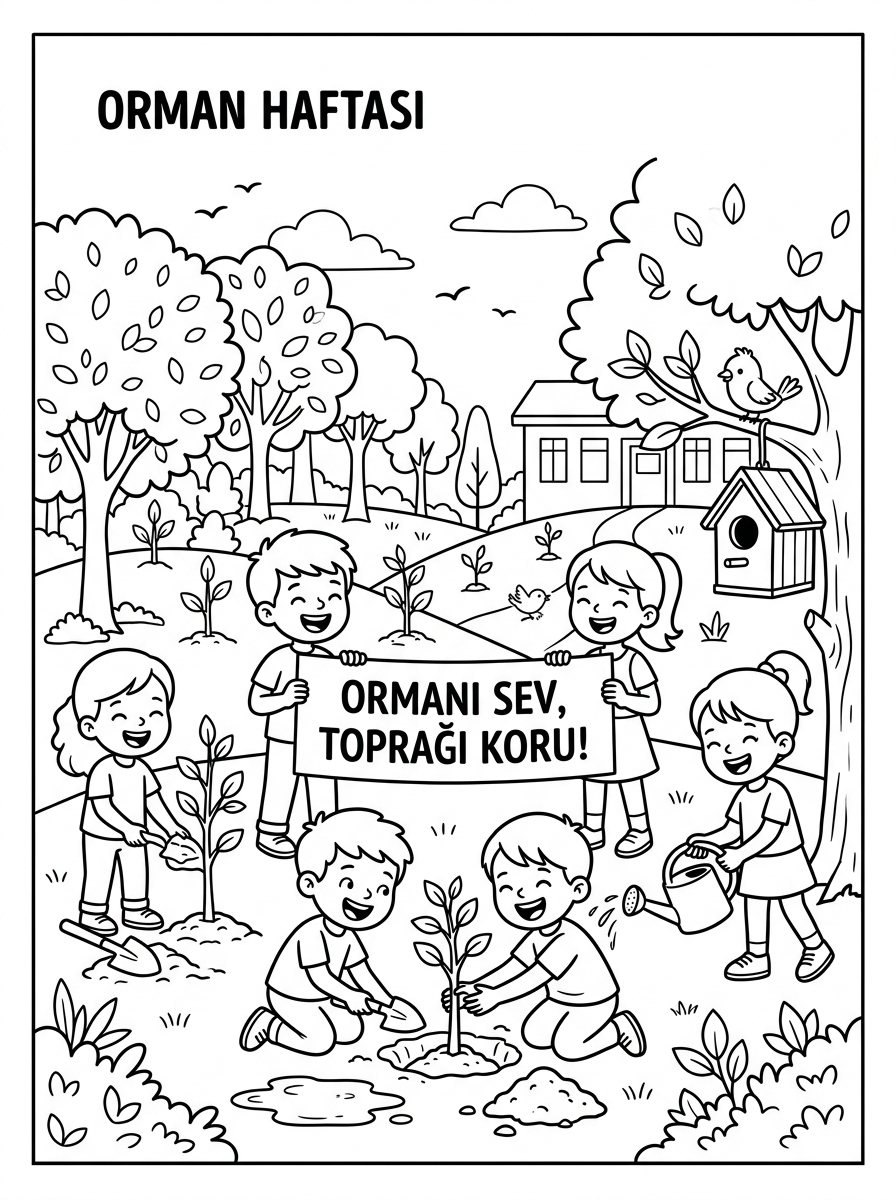 Orman Haftası ve Erozyon [Orman Haftasi Ve Erozyon] - 3 Boyama Zor (36-48 Ay)