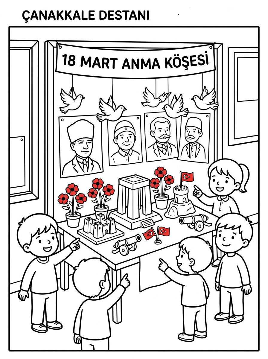18 Mart Çanakkale Zaferi ve Şehitleri Anma Günü - 3 Boyama Zor (36-48 Ay)