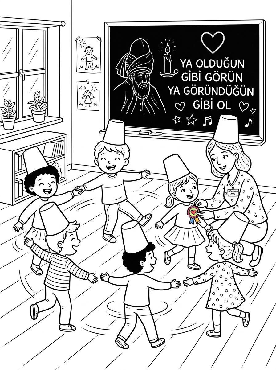 Memleketim Türkiye ve Mevlana [Mevlana Mevlana Haftasi Semaze] - 3 Boyama Cevre Sinif (36-48 Ay)