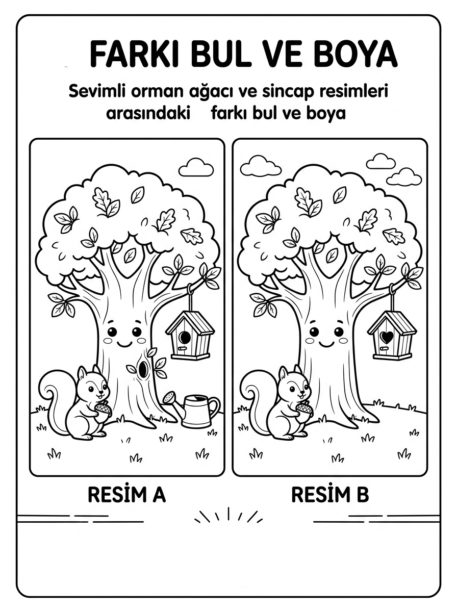 Orman Haftası ve Erozyon [Orman Haftasi Ve Agac Kardesligi] - 4 Calisma Farki Bul (36-48 Ay)