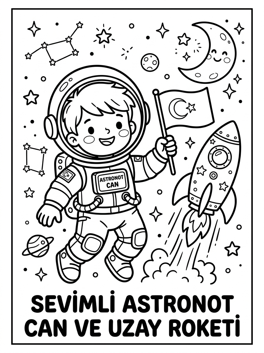 Uzay Roketi Tasarımı + Astronot Ritmi [Uzaya Nasil Gideriz Gunes Sist] - 2 Boyama Karakter Nesne (36-48 Ay)