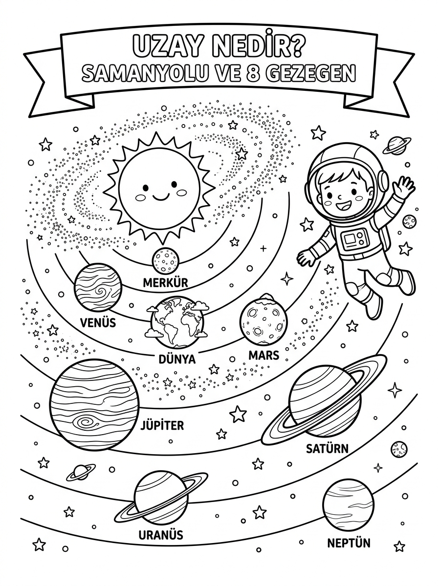 Uzay Roketi Tasarımı + Astronot Ritmi [Uzay Nedir Samanyolu Galaksisi] - 1 Boyama Ana Tema (36-48 Ay)