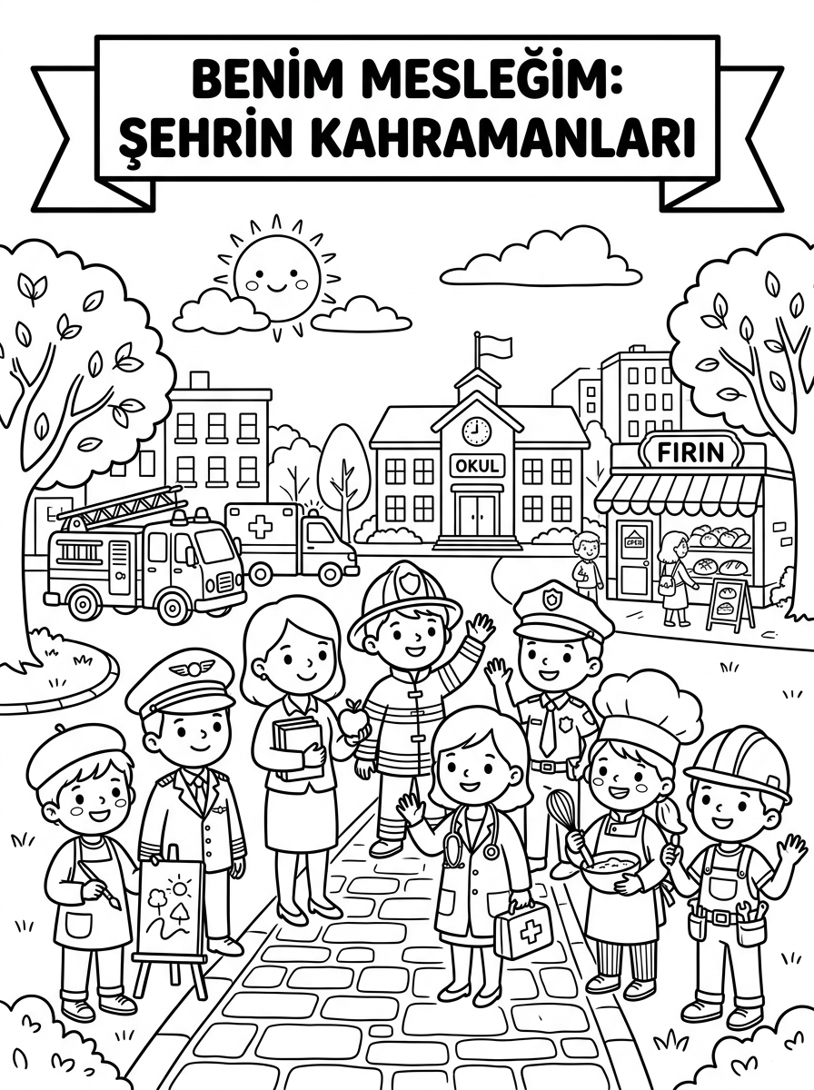 Büyüyünce Ne Olacağım? Meslekleri Tanıyorum [Benim Meslegim Sehrin Kahraman] - 1 Boyama Ana Tema (36-48 Ay)
