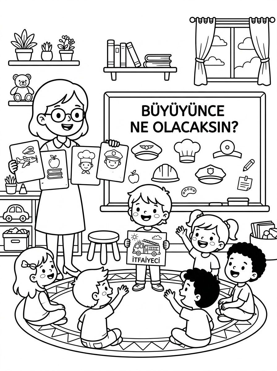 Büyüyünce Ne Olacağım? Meslekleri Tanıyorum [Benim Meslegim Sehrin Kahraman] - 3 Boyama Cevre Sinif (36-48 Ay)