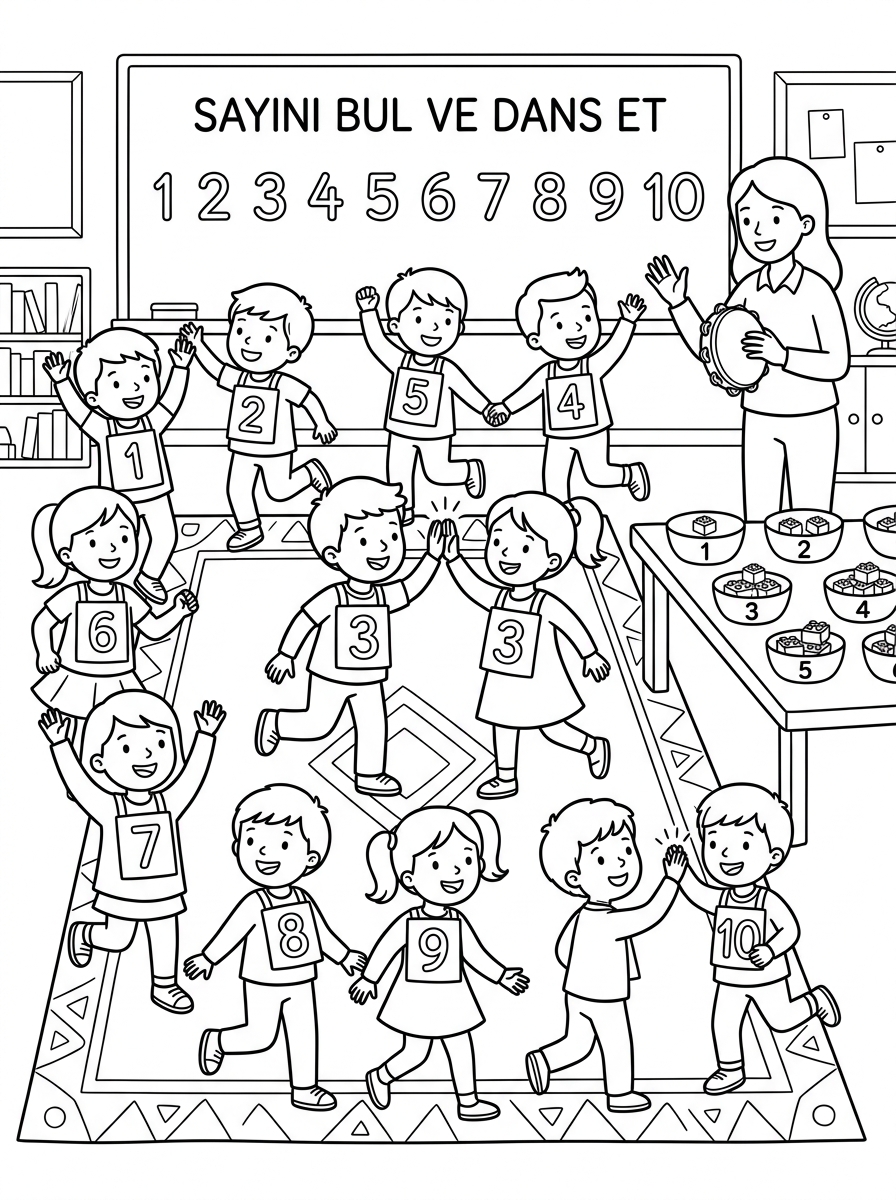 10'ar Ritmik Sayma ve Dürüstlük - 3 Boyama Cevre Sinif (36-48 Ay)