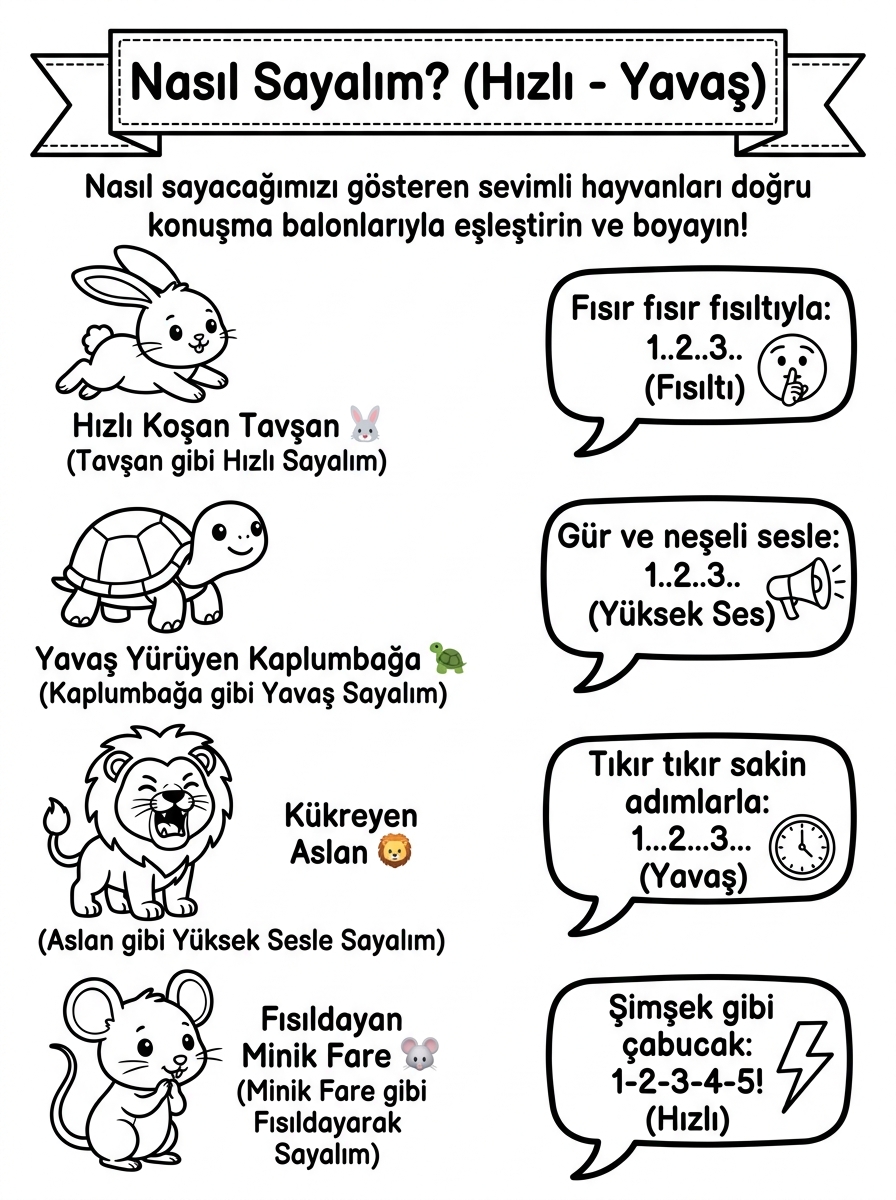 10'ar Ritmik Sayma ve Dürüstlük - 5 Calisma Nasil Sayalim Hizli Yavas Eslestirme (36-48 Ay)