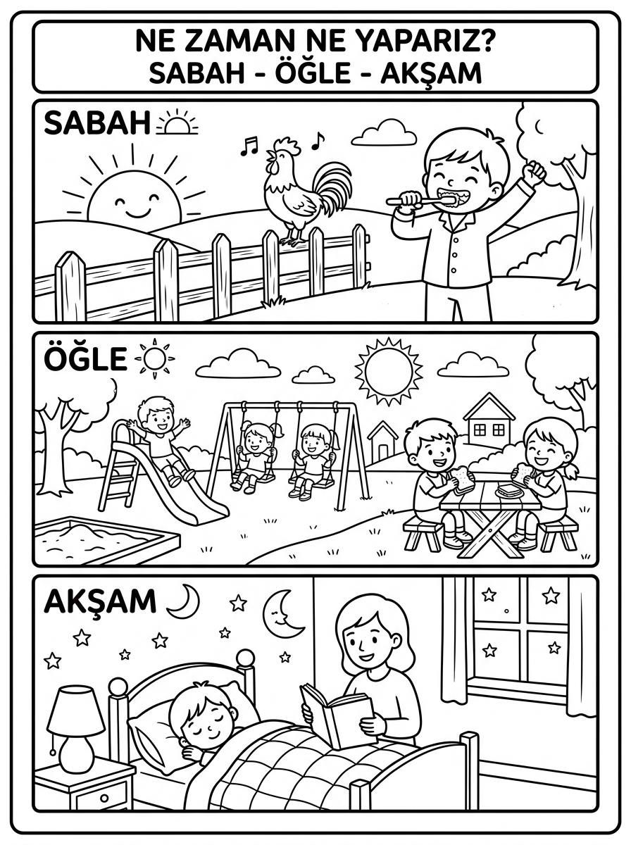 Tam / Yarım Kavramı + Buçuklu Saatleri Öğreniyorum - 1 Boyama Ana Tema (36-48 Ay)