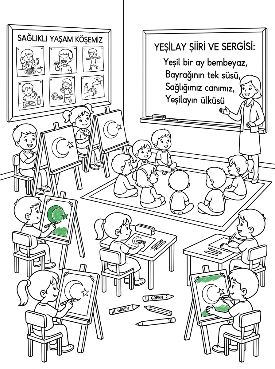 Sağlık Haftası ve Karışık Tost - 3 Boyama Cevre Sinif (36-48 Ay)