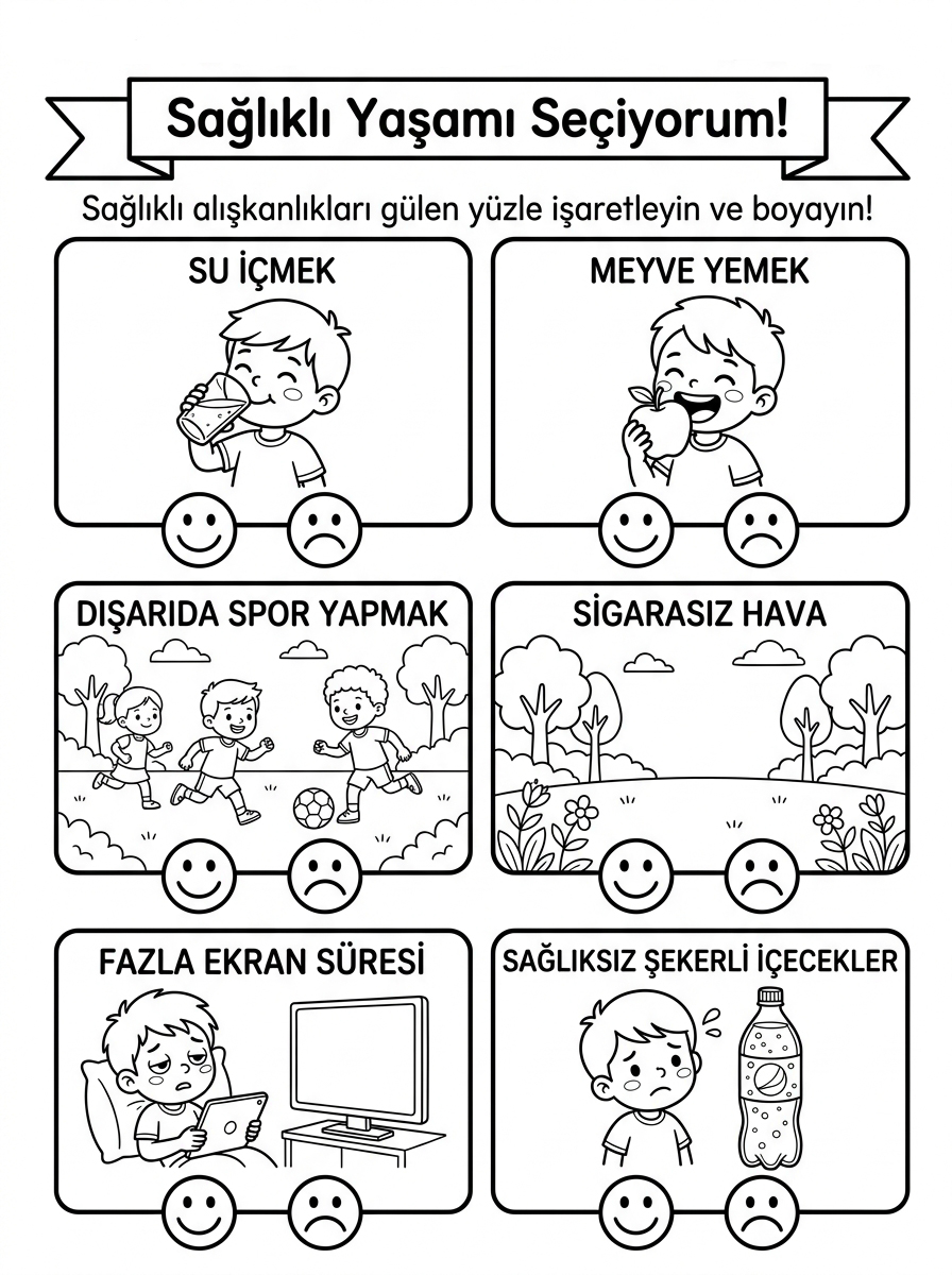 Sağlık Haftası ve Karışık Tost - 4 Calisma Saglikli Yasami Seciyorum Dogru Yanlis Aliskanliklar (36-48 Ay)