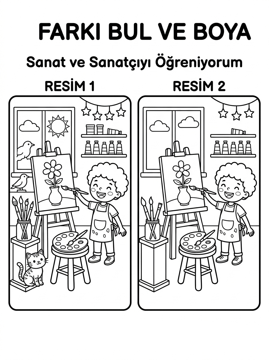 Sanat ve Sanatçıyı Öğreniyorum - 4 Calisma Farki Bul (48-60 Ay)