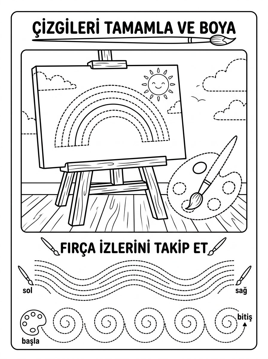 Sanat ve Sanatçıyı Öğreniyorum - 7 Calisma Cizgi Takip (48-60 Ay)