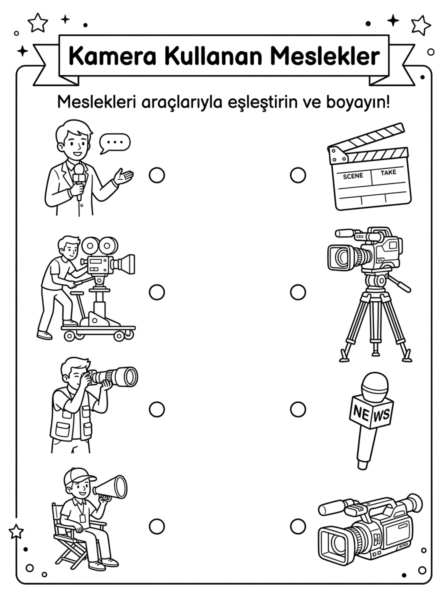 Büyüyünce Ne Olacağım? Meslekleri Tanıyorum [Kameraya Gulumse Medya Iletisi] - 4 Calisma Kamera Kullanan Meslekler Ve Araclari Eslestirme (36-48 Ay)