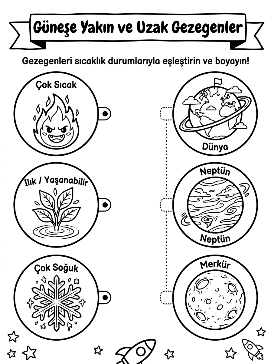 Uzay Roketi Tasarımı + Astronot Ritmi [Gunes Sistemi Uzay Gezegenler ] - 4 Calisma Gunese Yakin Ve Uzak Gezegenler Sicaklik Eslestirme (36-48 Ay)