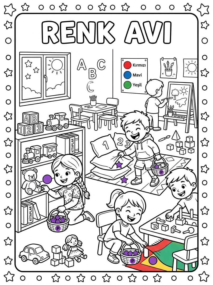 Renklerin Dansı / Mor Renk Deneyi - 1 Boyama Ana Tema (36-48 Ay)