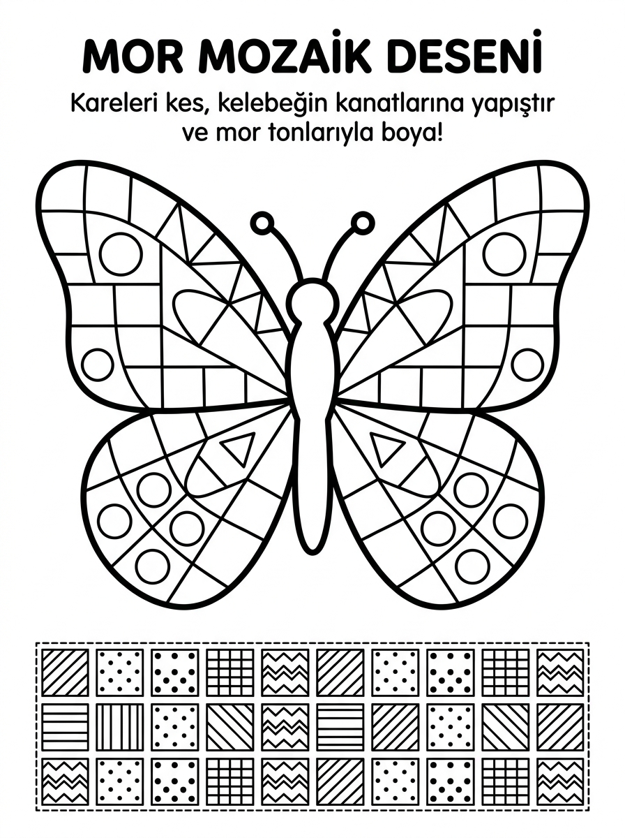 Renklerin Dansı / Mor Renk Deneyi - 5 Calisma Sayfasi (36-48 Ay)