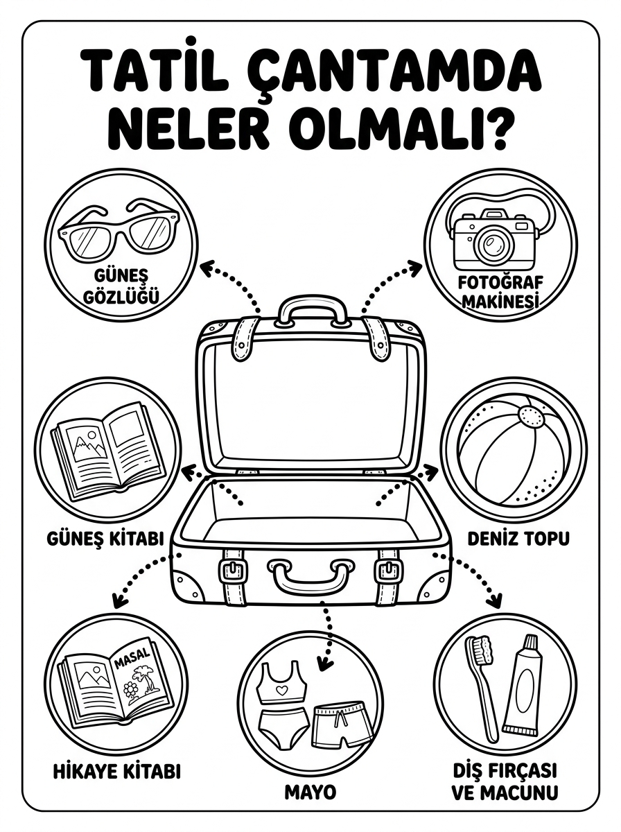 Tatil Bavulumu Hazırlıyorum [Haydi Tatile Gidelim] - 6 Calisma Sayfasi (36-48 Ay)