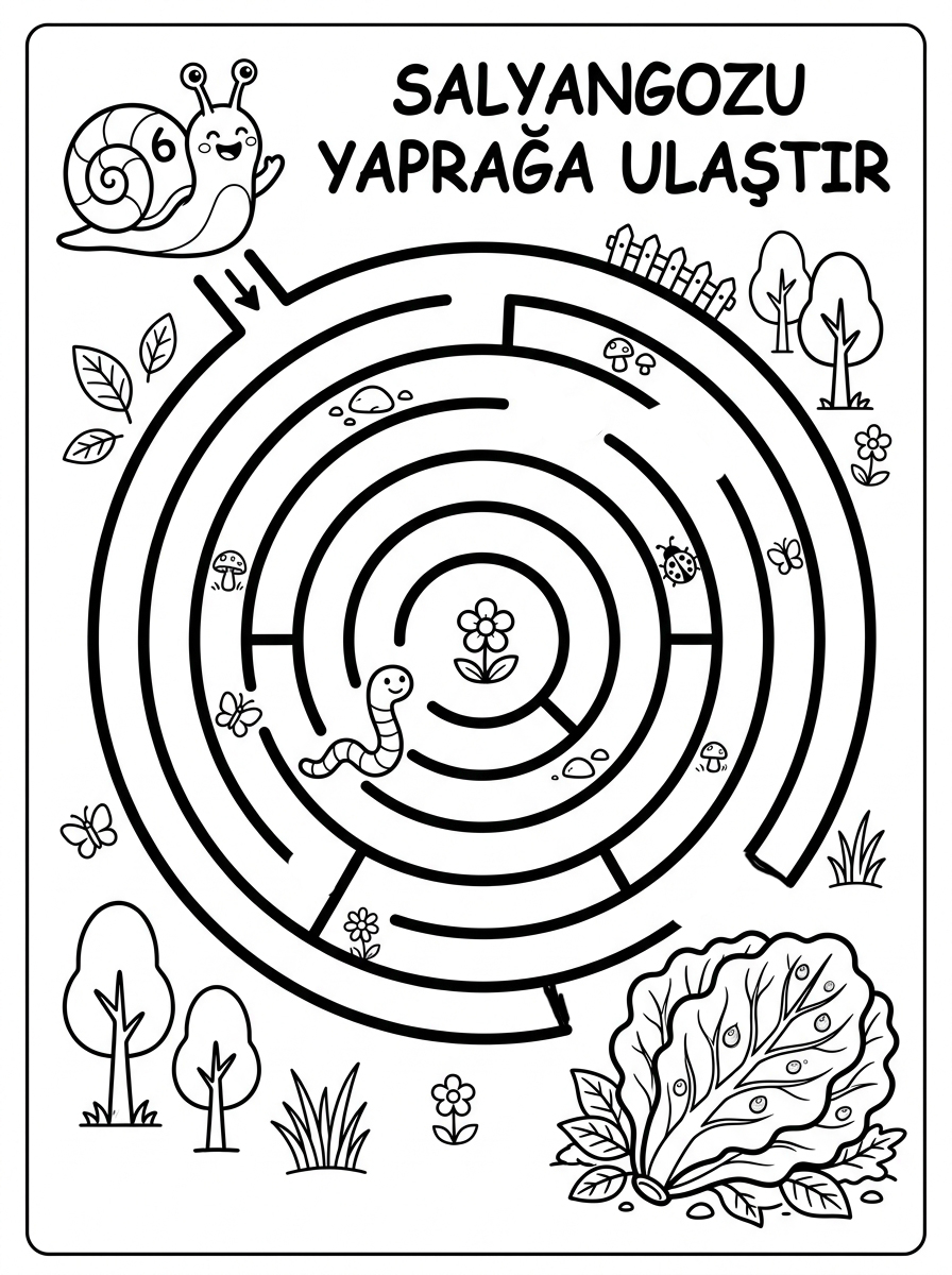 Salyangoz ve Sümüklü Böcek [6 Rakamini Ogreniyorum] – 7 Calisma Sayfasi (36-48 Ay)