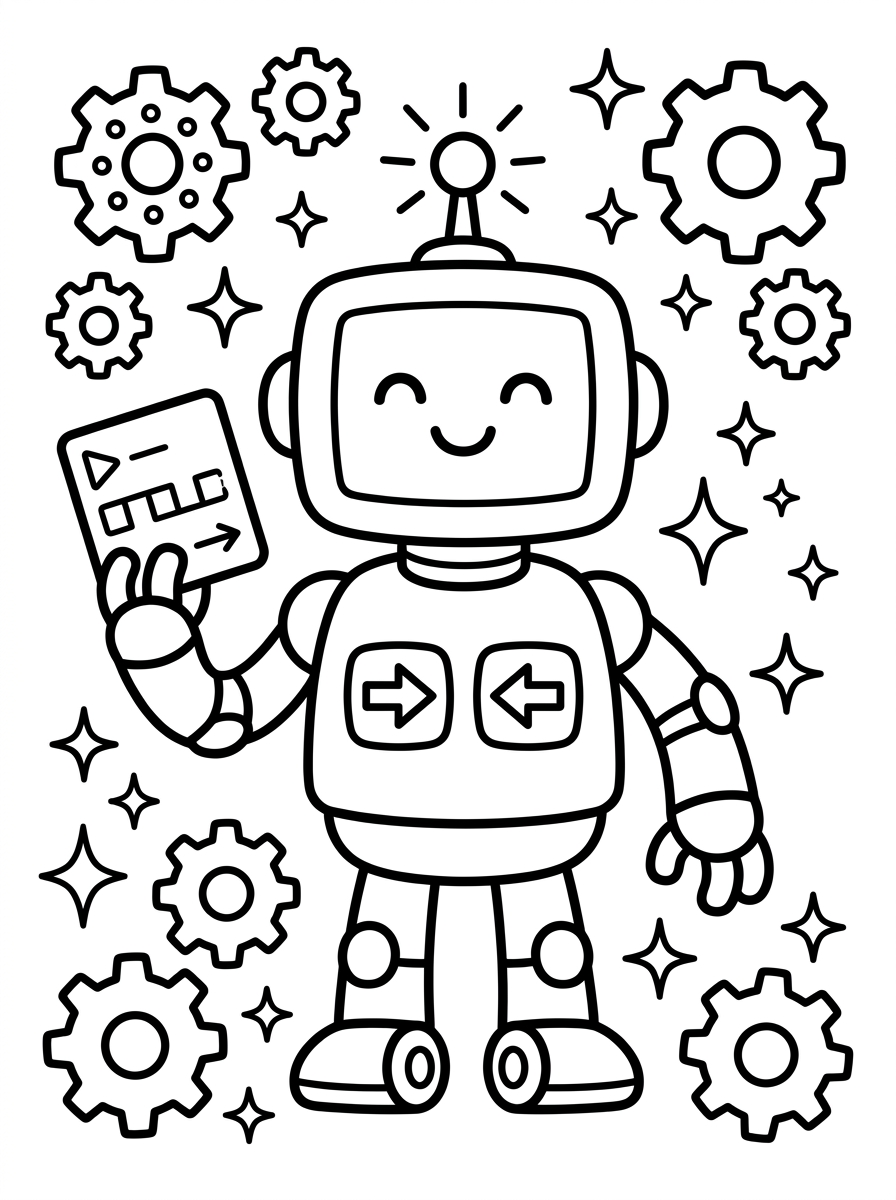 Robotik Kodlama + İleri/Geri Yön Komutları - 2 Boyama Karakter Nesne (36-48 Ay)