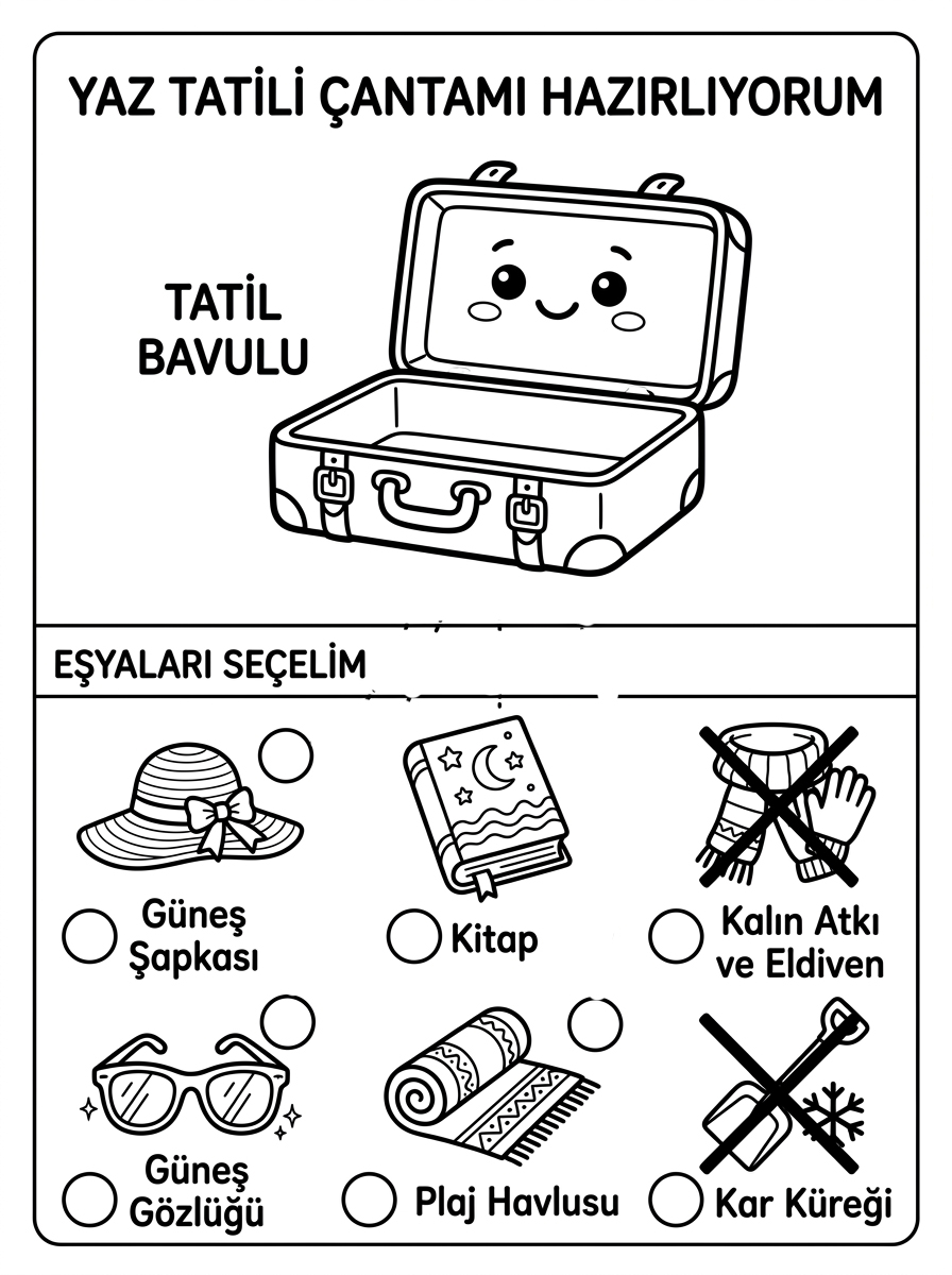 Tatil Heyecanı ve Karne Sevinci - 6 Calisma Sayfasi (36-48 Ay)