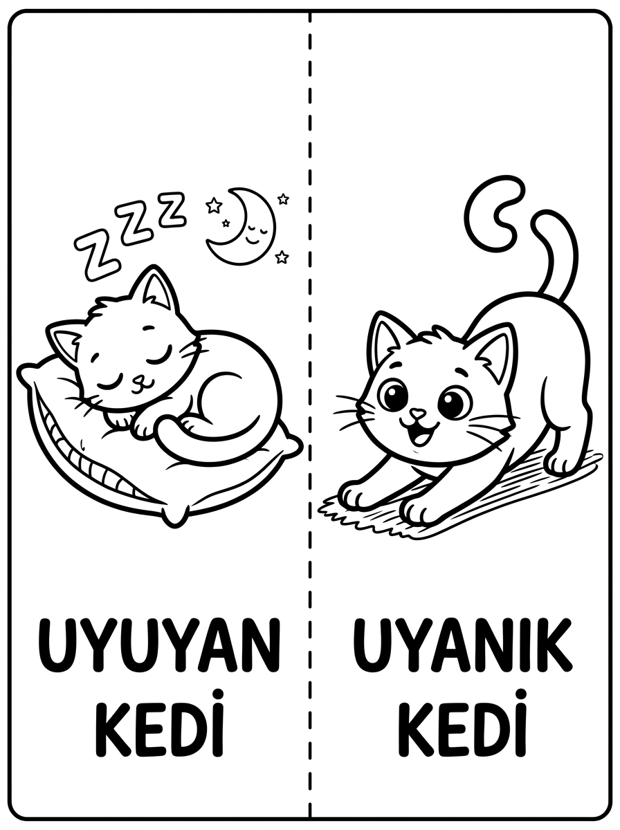 Kedileri Tanıyorum ve Hayvanları Koruyorum [Kedicigim Uyan] – 2 Boyama Karakter Nesne (36-48 Ay)