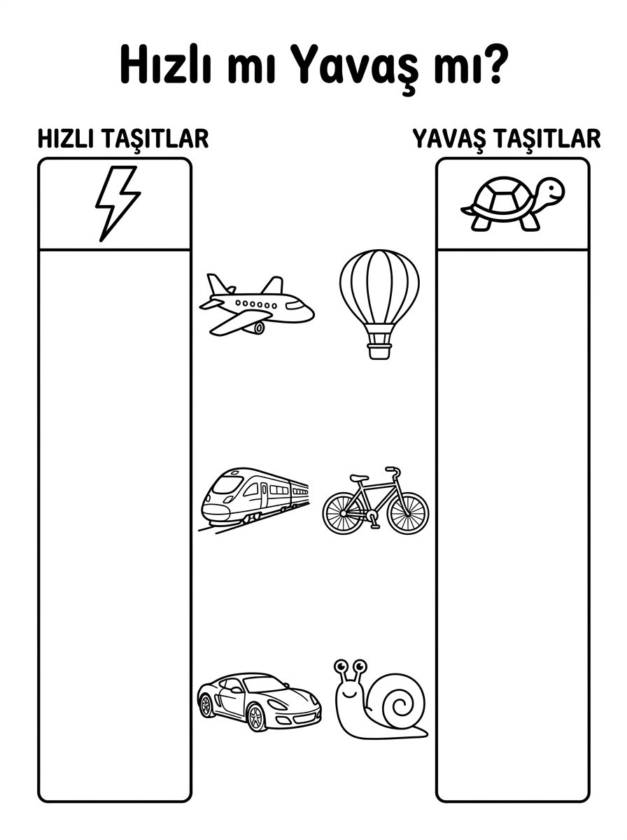 Salyangoz ve Sümüklü Böcek [Hava Kara Deniz] – 5 Calisma Sayfasi (36-48 Ay)