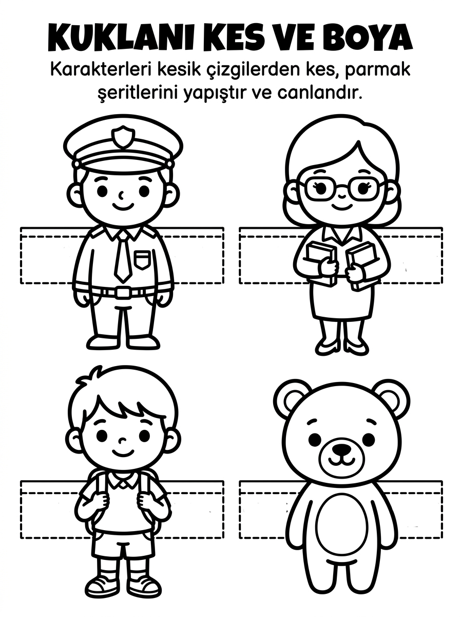Yaşasın okuluma gidiyorum - 5 Calisma Kukla Maske (36-48 Ay)