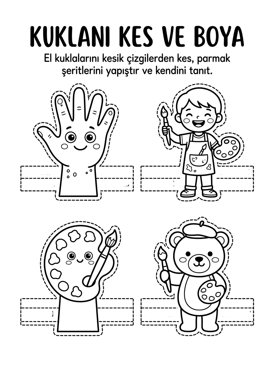 İlk El İz'im – Kendimi Tanıtıyorum - 5 Calisma Kukla Maske (36-48 Ay)