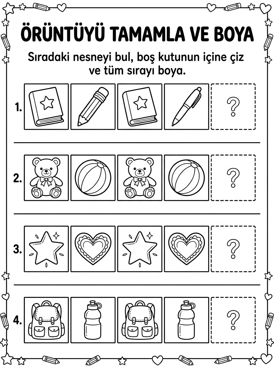 Sınıf Kuralları ve Güvenli Ayrılma - 7 Calisma Oruntu Siralama (36-48 Ay)