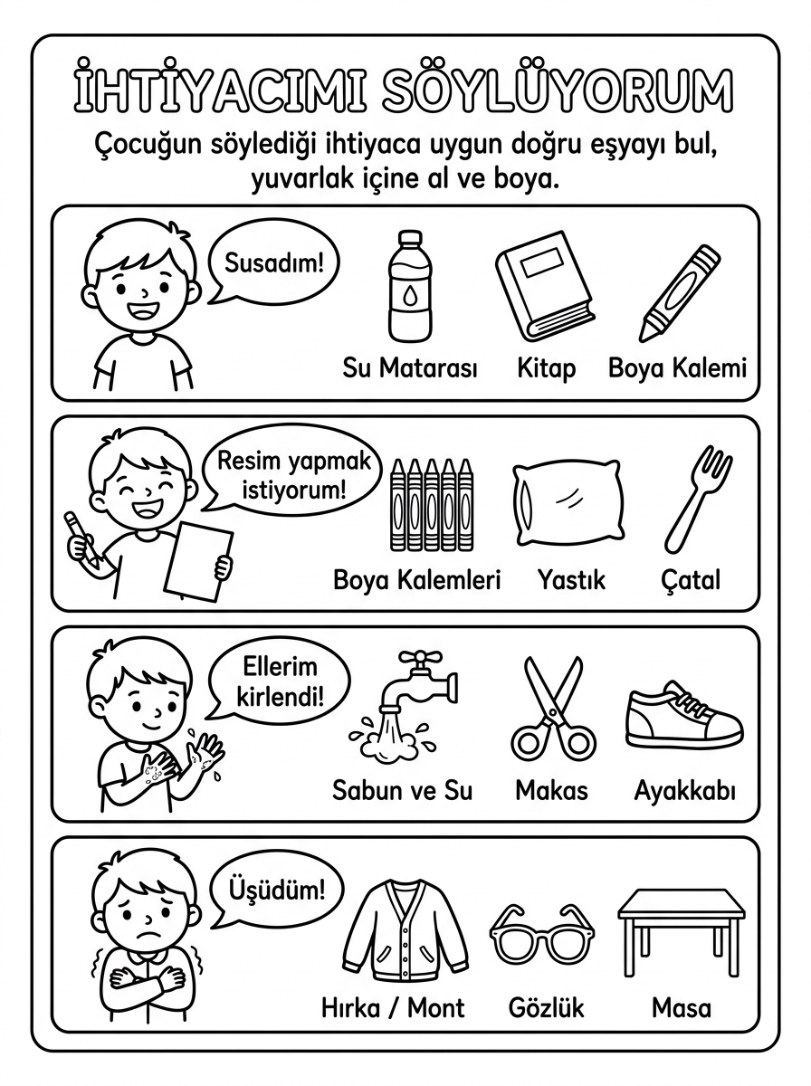 Duygumu ve İhtiyacımı Söylüyorum - 5 Calisma Ihtiyac Secimi (36-48 Ay)