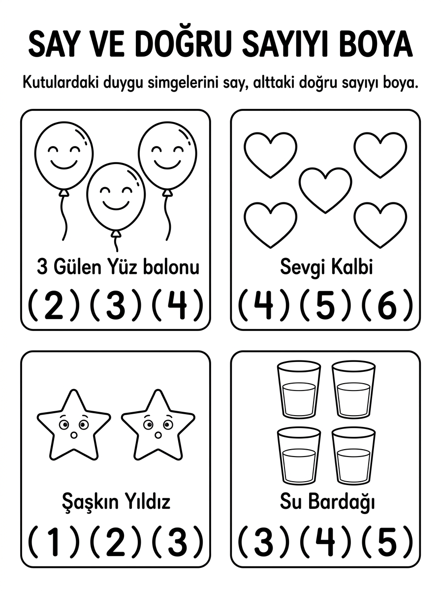 Duygumu ve İhtiyacımı Söylüyorum - 8 Calisma Say Ve Boya (36-48 Ay)