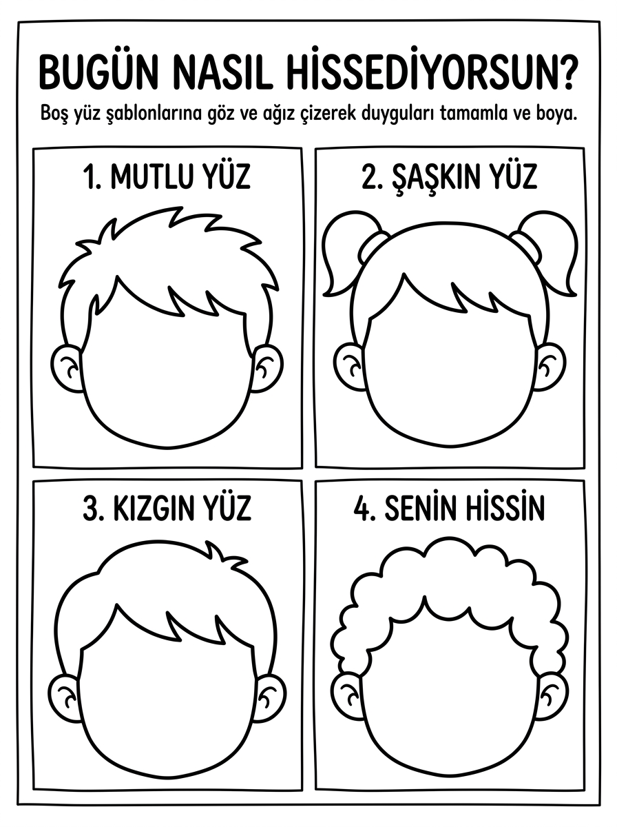 Duygumu ve İhtiyacımı Söylüyorum - 9 Calisma Yuzunu Ciz (36-48 Ay)