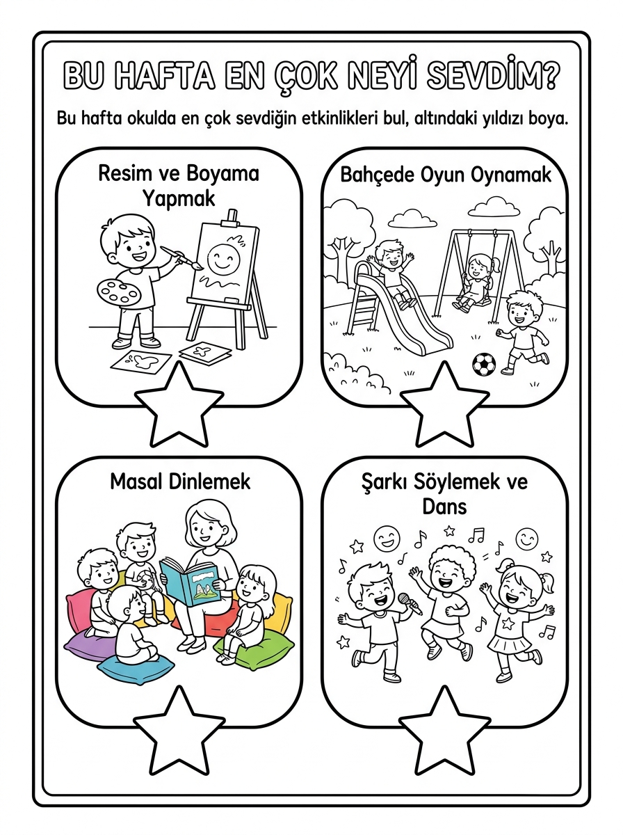 Haftanın Günlerini Öğreniyorum [Haftalik Degerlendirme Ve Veda] – 5 Calisma Etkinlik Secimi (48-60 Ay)