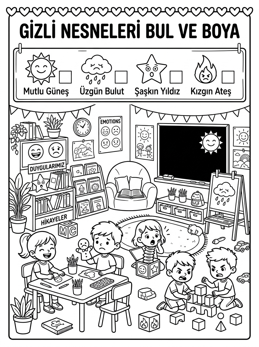 Duygular çeşit çeşit - 5 Calisma Gizli Nesneler (36-48 Ay)