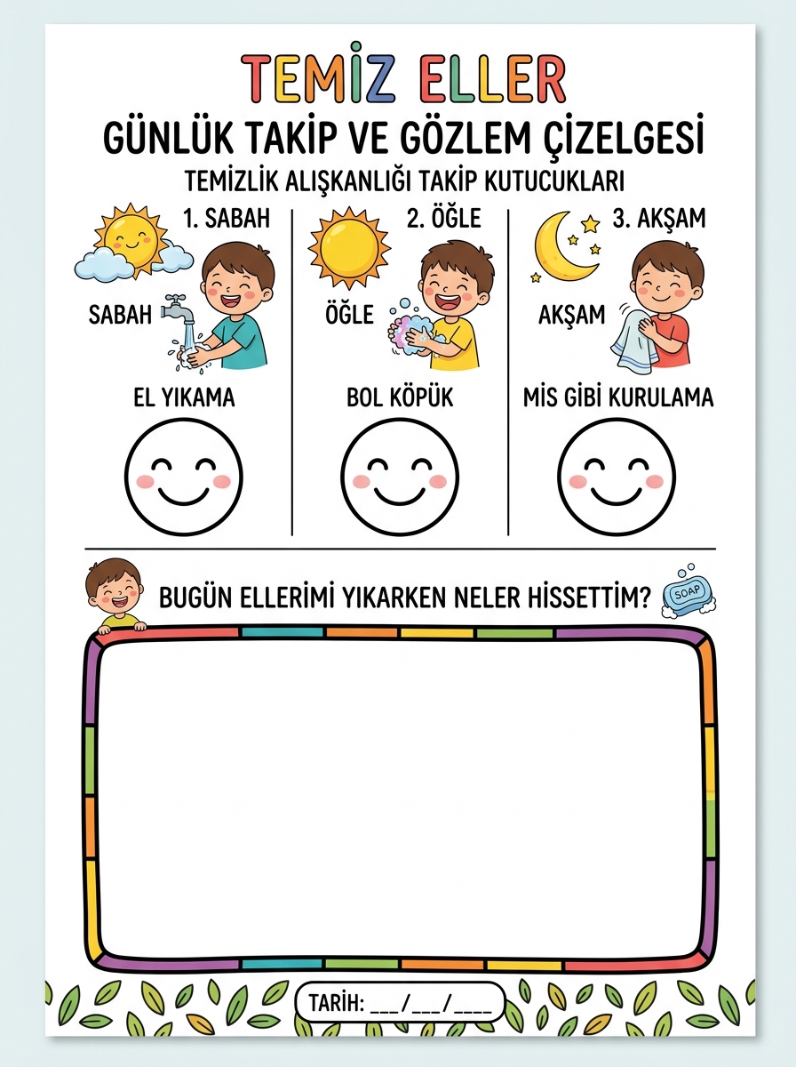Temiz Eller Günlük Takip ve Gözlem Çizelgesi