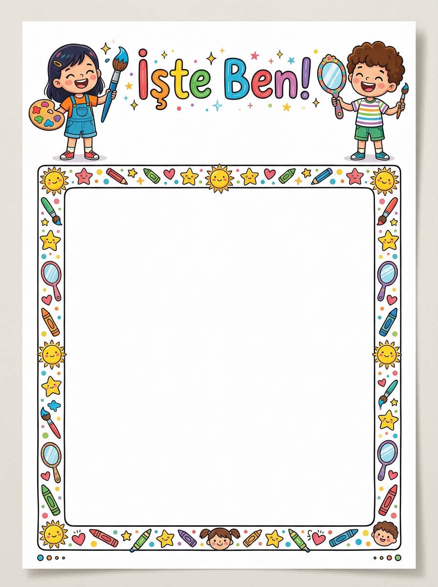 İşte Ben! - Geniş Çerçeveli Serbest Çizim Alanı Çalışma Kağıdı