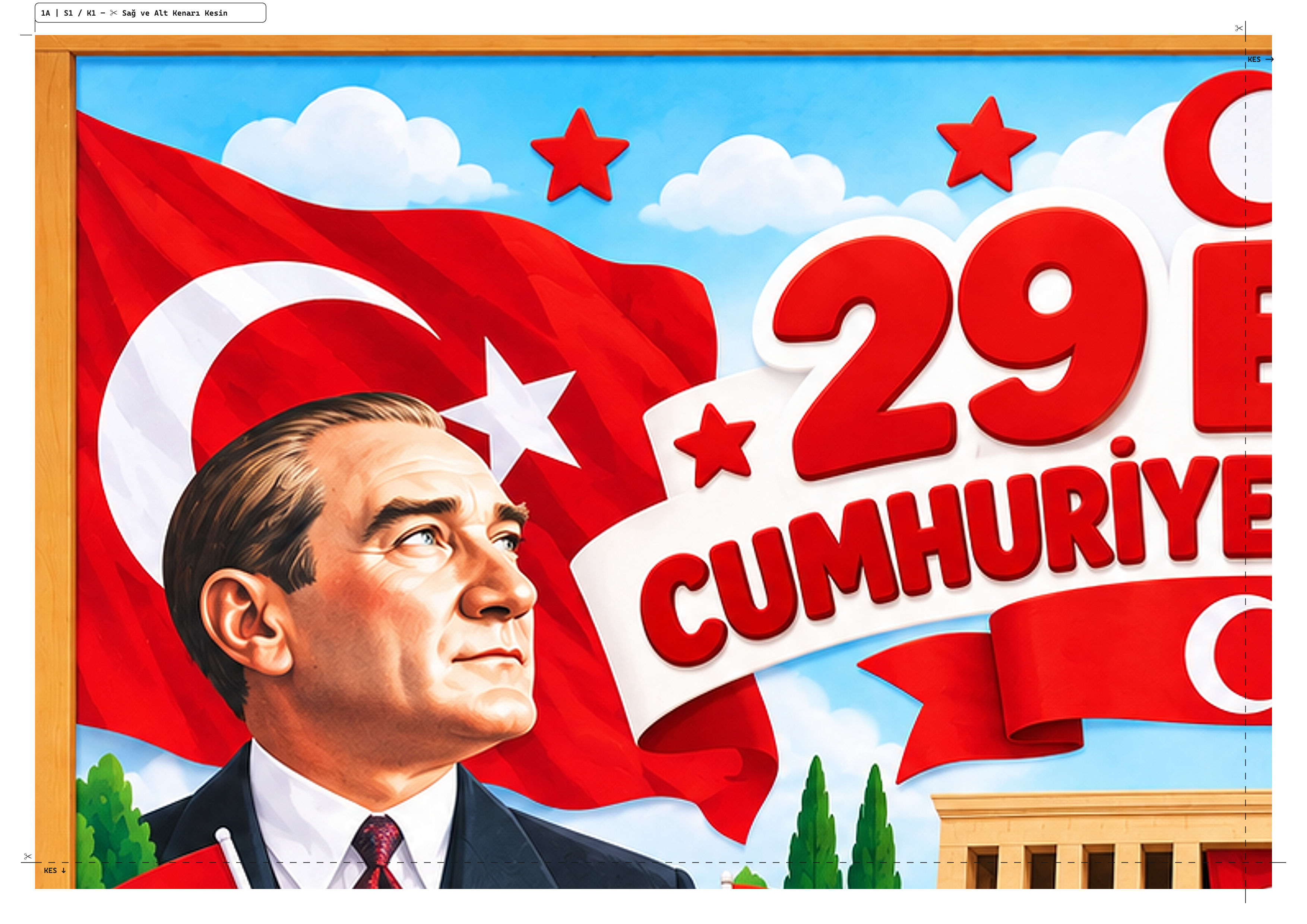 29 Ekim Cumhuriyet Bayramı Posteri - Parça 1 - Sol Üst (1A)