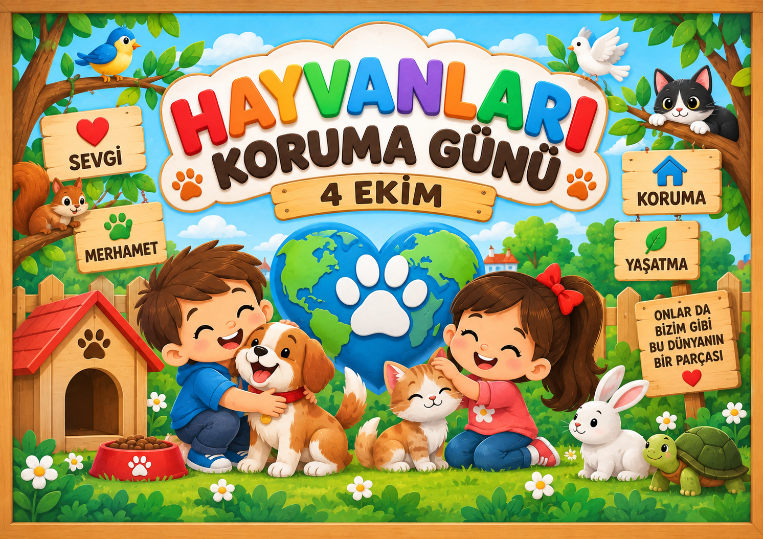 4 Ekim Hayvanları Koruma Günü Posteri