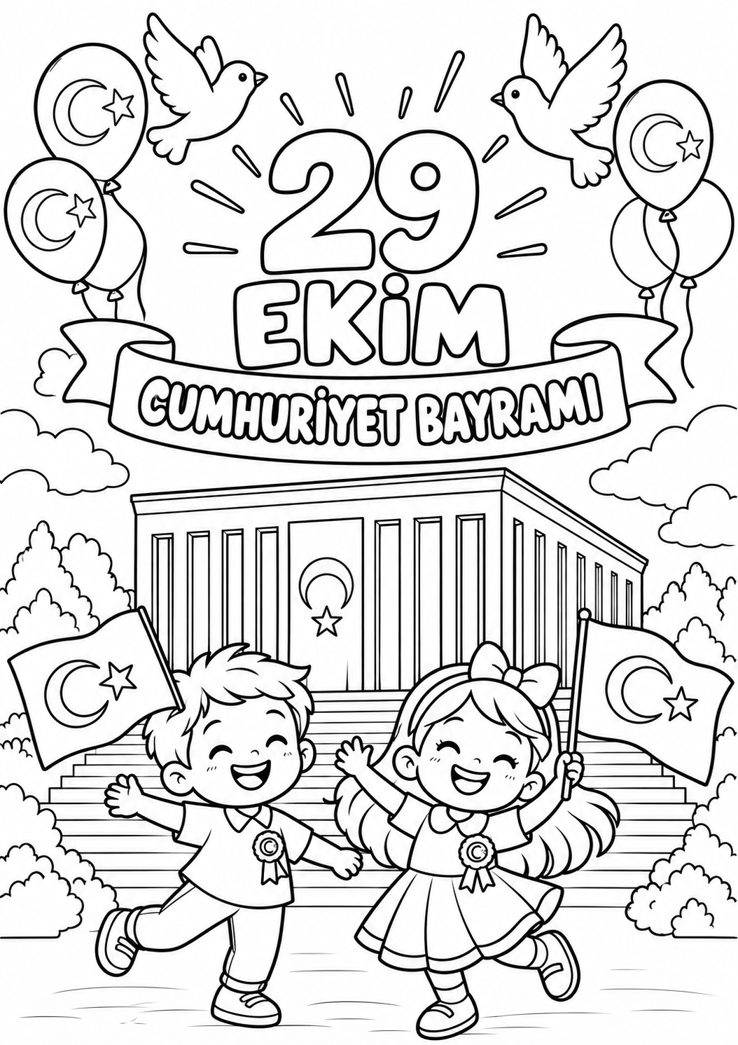 29 Ekim Cumhuriyet Bayramı Boyama Sayfası (2)