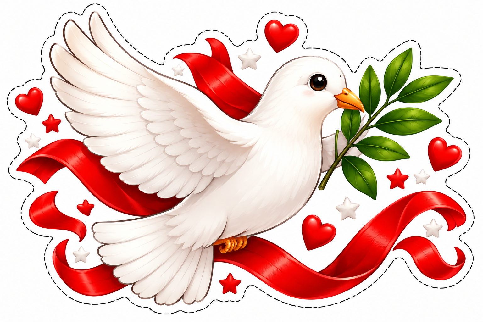 Friedensvogel Mit Rotem Band