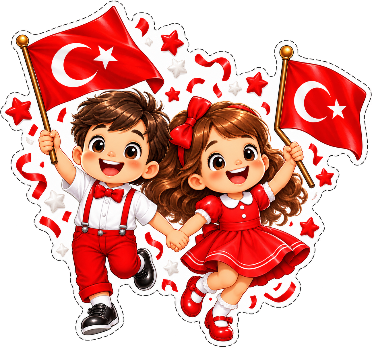 TüRk BayraklarıYla NeşEli ÇOcuklar