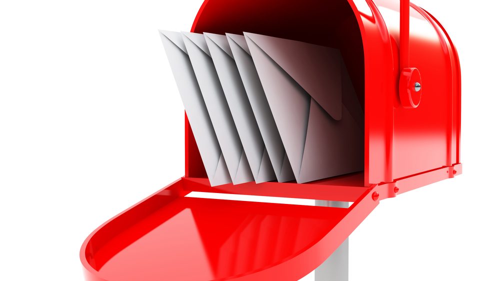 An open mailbox.