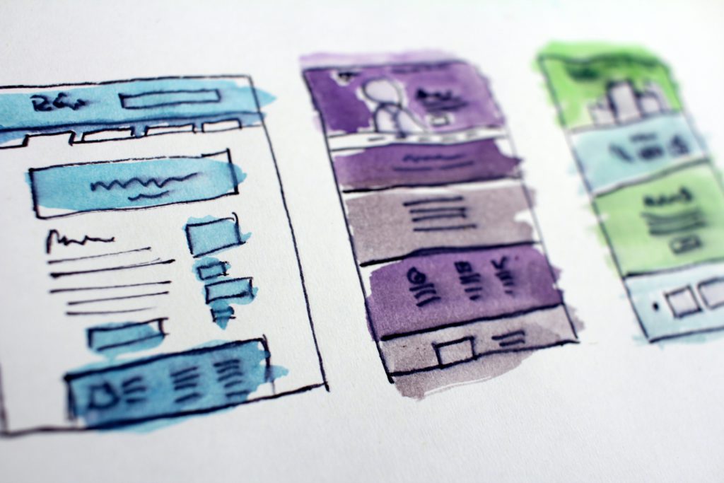 A wireframe sketch for a website design.